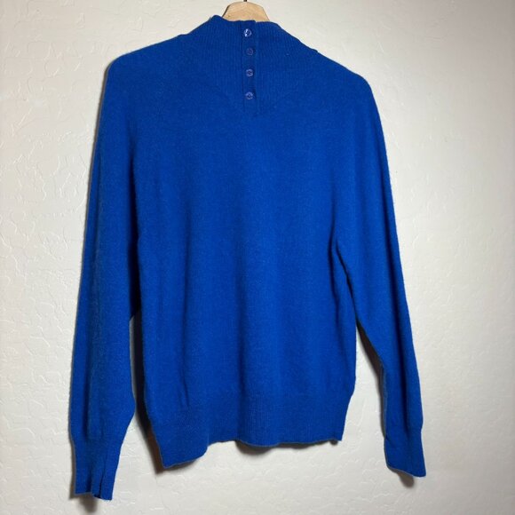 Daniel Caron Wool Blend Cobalt Blue Mock Turtle Neck Long Sleeve Sweater Size M - Picture 6 of 12